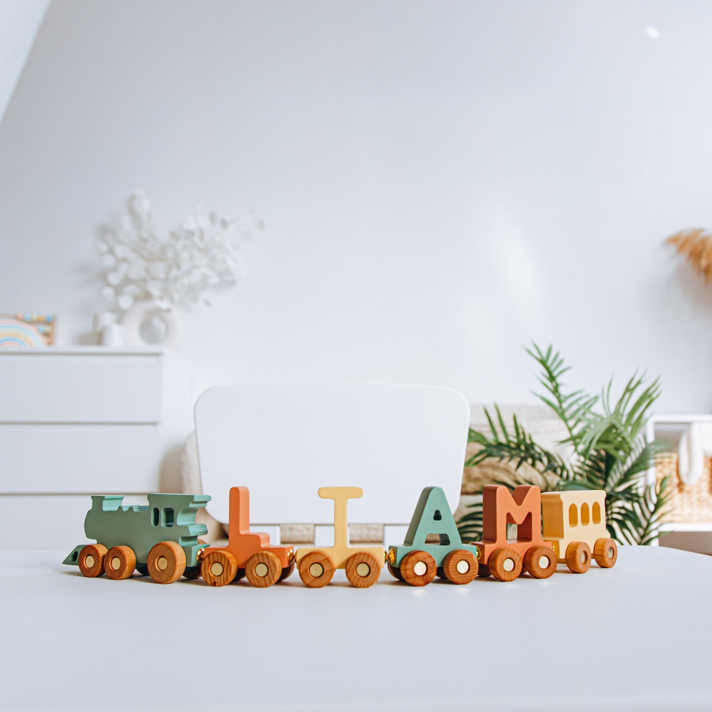 Wooden Train with Letters - Personalized Name Gift for Kids Birthday or Xmas