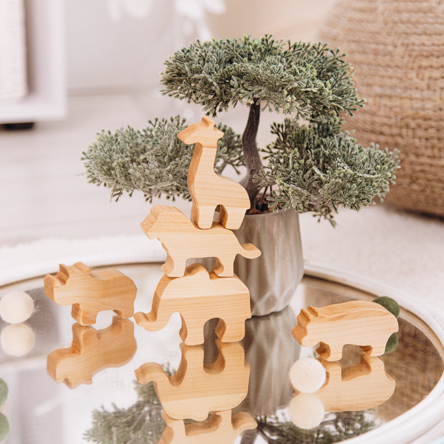 Personalized Wooden Animal Train, Custom Train Toy with Name, Montessori Pull Toy, Safari Baby Gift