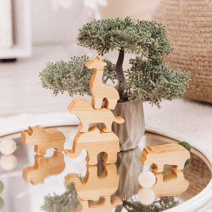 Personalized Wooden Animal Train, Custom Train Toy with Name, Montessori Pull Toy, Safari Baby Gift