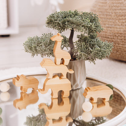 Wooden Toy Train With Set of Animals Personalized Name Gift For Kids 1st Birthday Boy and Girl Gift For Toddlers Sensory Toys Nursery Decor