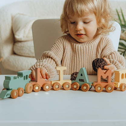 Baby Blue Letter Train - Custom Name Gift - Baby Boy Gift - Wooden Magnet Train - Newborn Nephew Gift - Nursery Name Sign Alternative
