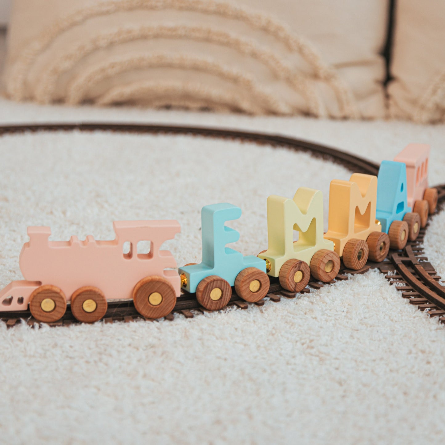 Baby Blue Letter Train - Custom Name Gift - Baby Boy Gift - Wooden Magnet Train - Newborn Nephew Gift - Nursery Name Sign Alternative