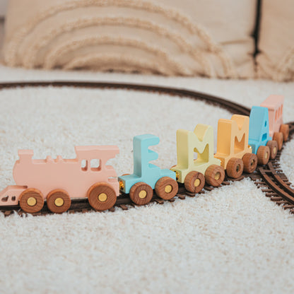 Baby Blue Letter Train - Custom Name Gift - Baby Boy Gift - Wooden Magnet Train - Newborn Nephew Gift - Nursery Name Sign Alternative
