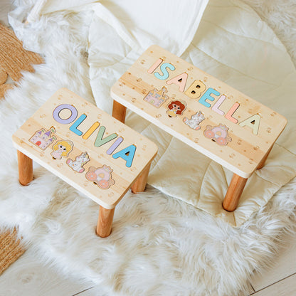 Name Puzzle Stool by BusyPuzzle | Gift for Kids | Easter Basket Stuffers