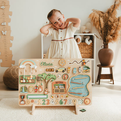 Large Activity Board Montessori Fine Motor Skill Busy Board Wooden Busy Board