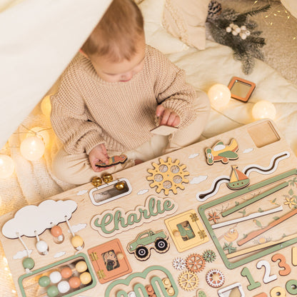 Large Activity Board Montessori Fine Motor Skill Busy Board Wooden Busy Board