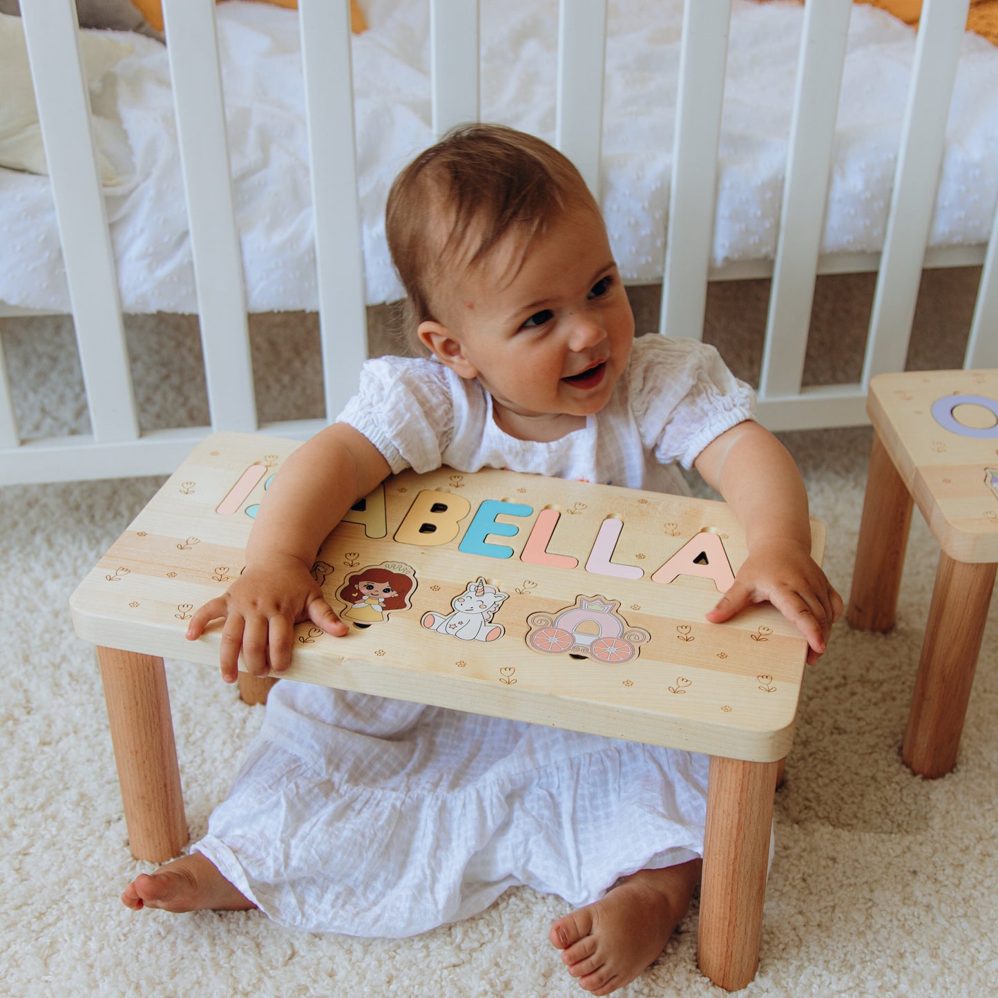 Personalized Step Stool for Girl. Custom Name Wooden Stool. Princess Theme Nursery Decor. Toddler Gift. Baby Girl Gift Idea.