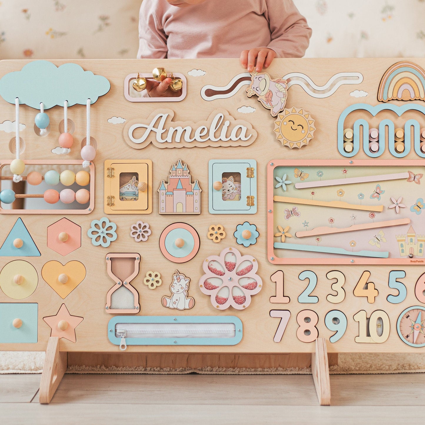 Large Activity Board Montessori Fine Motor Skill Busy Board Wooden Busy Board