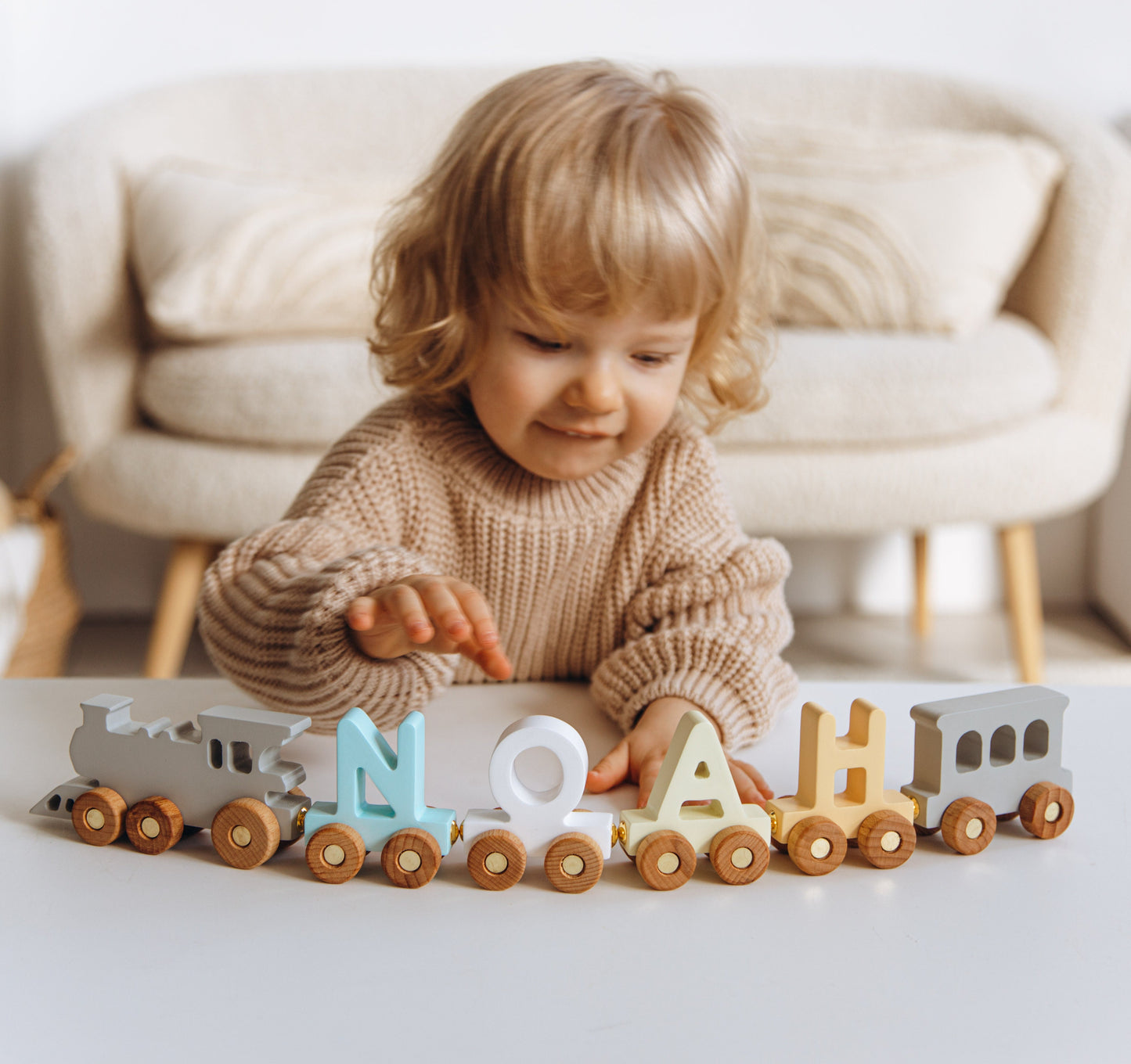 Personalized Train with Magnets Wooden Toys For Toddlers Birthday Boy Gift 1 2 3 Year Old Newborn Keepsake Gift Baby Shower Gift