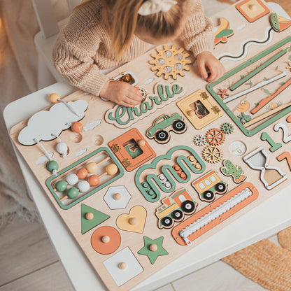 Busy Board Personalized Toddler Activity Board Montessori Board