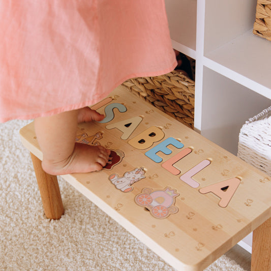 Personalized Children's Step Stool Name Puzzle Step Stool Bench Gifts For Kids 1 2 Year Old Gift Baby Girl Baptism Girl Gift First Christmas