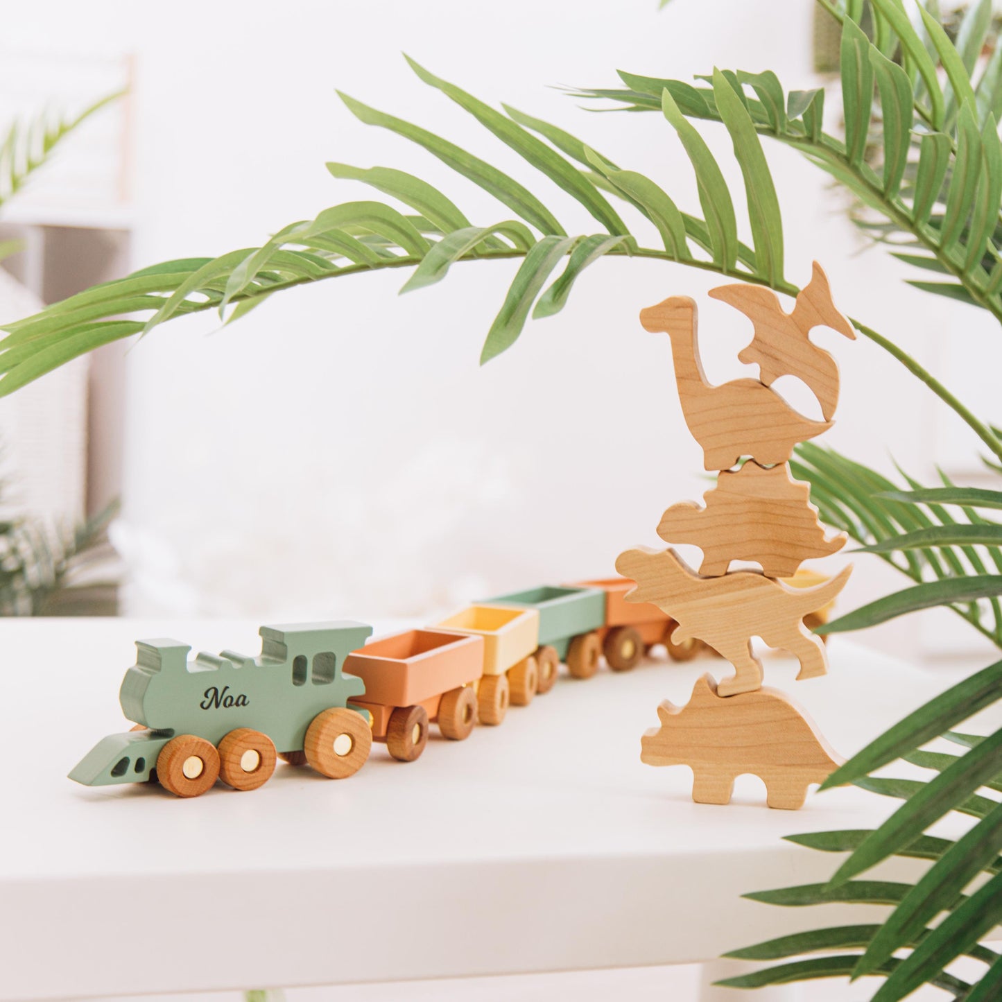 Customized Unique Train With Farm Animals Toddler Wooden Montessori Toys Personalized Baby Boy Gift First Birthday Gift Eco Friendly Toys