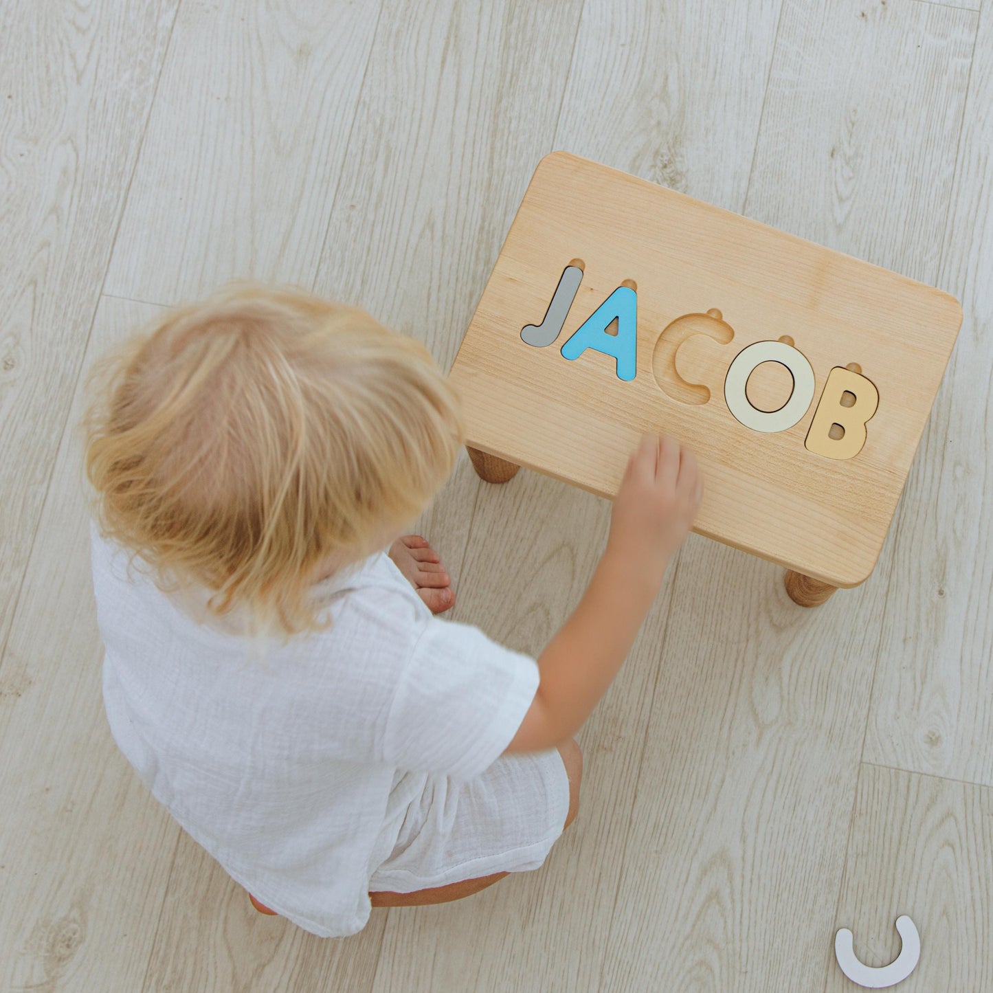 Custom Name Puzzle Step Stool Personalized Toddler Step Stool Gifts For Kids 1 2 3 Year Old First Christmas Montessori Helper for Kids