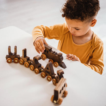 Custom Name Magnetic Train Set Wooden Alphabet Train Toys for Boys Personalized Christening Birthday Gifts Handmade Toys Baby Nursery Decor