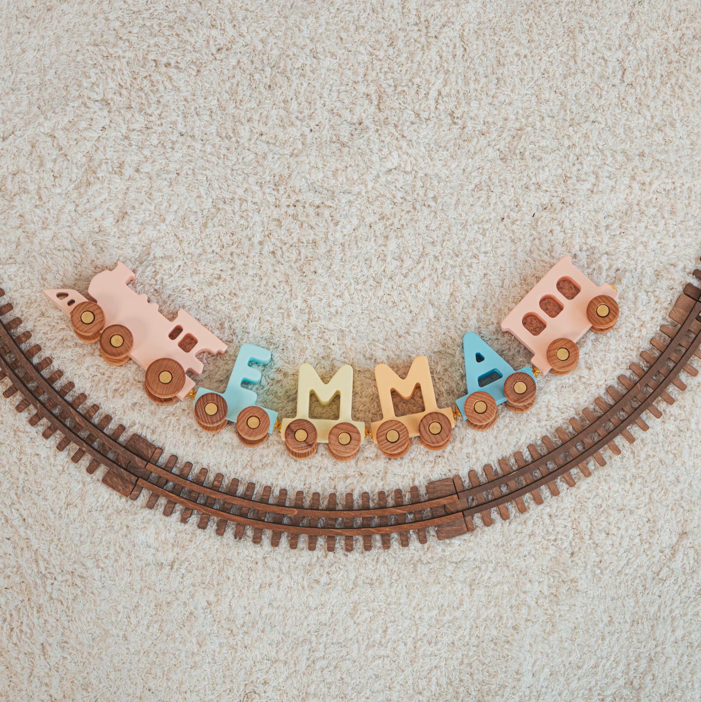 Wooden Train with Letters - Personalized Name Gift for Kids Birthday or Xmas