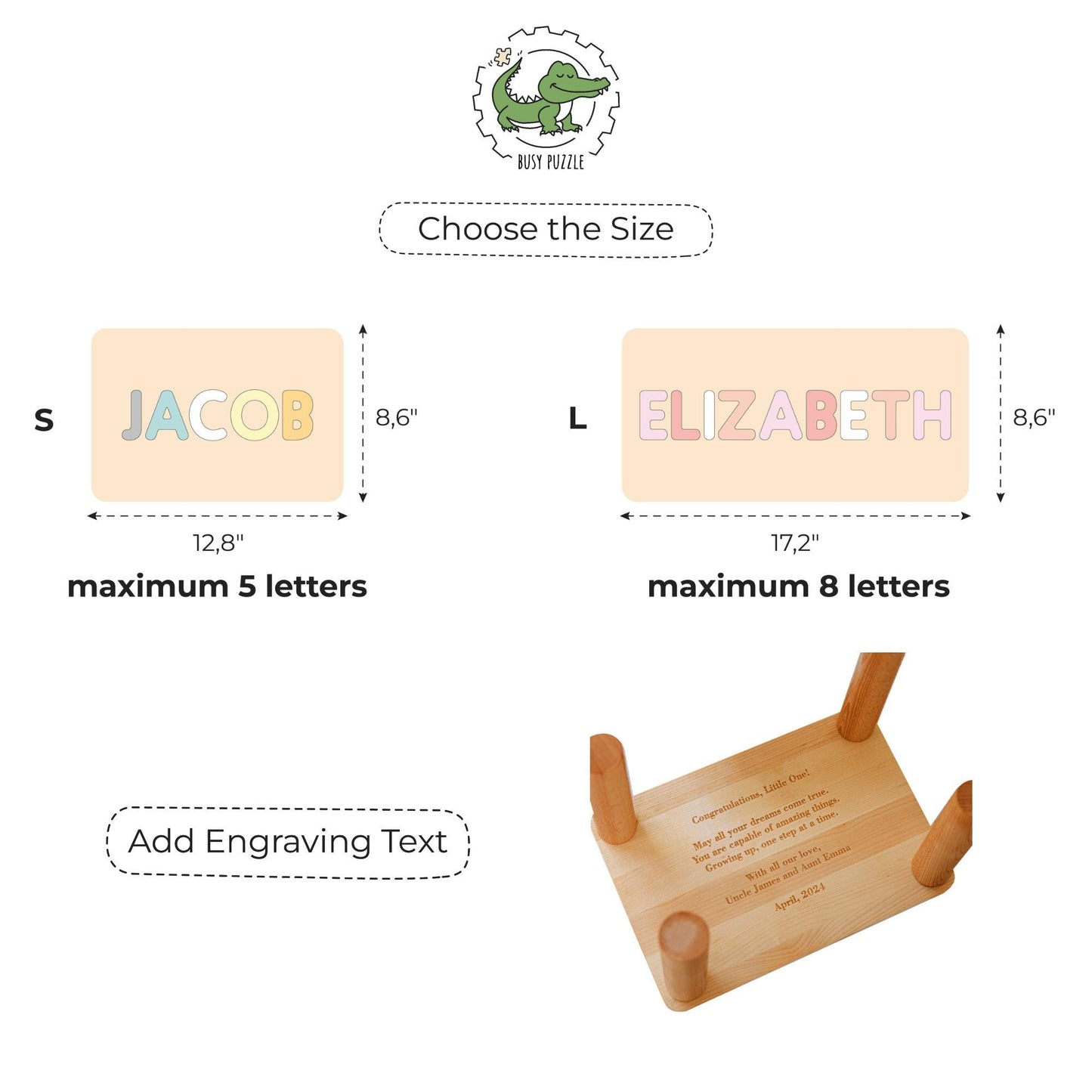 Blue Name Puzzle Stool - Montessori Furniture - Easter Gift For Toddlers and Kids