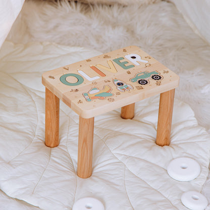 Personalized Step Stool for Girl Wooden Name Puzzle  Baby Shower Gift First Christmas Gift Unique Toddler Toy Natural Wood Name Step Stool