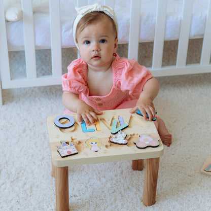 Personalized Step Stool for Girl Wooden Name Puzzle  Baby Shower Gift First Christmas Gift Unique Toddler Toy Natural Wood Name Step Stool