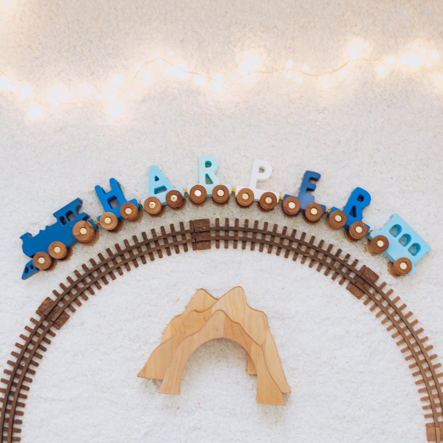Baby Blue Letter Train - Custom Name Gift - Baby Boy Gift - Wooden Magnet Train - Newborn Nephew Gift - Nursery Name Sign Alternative