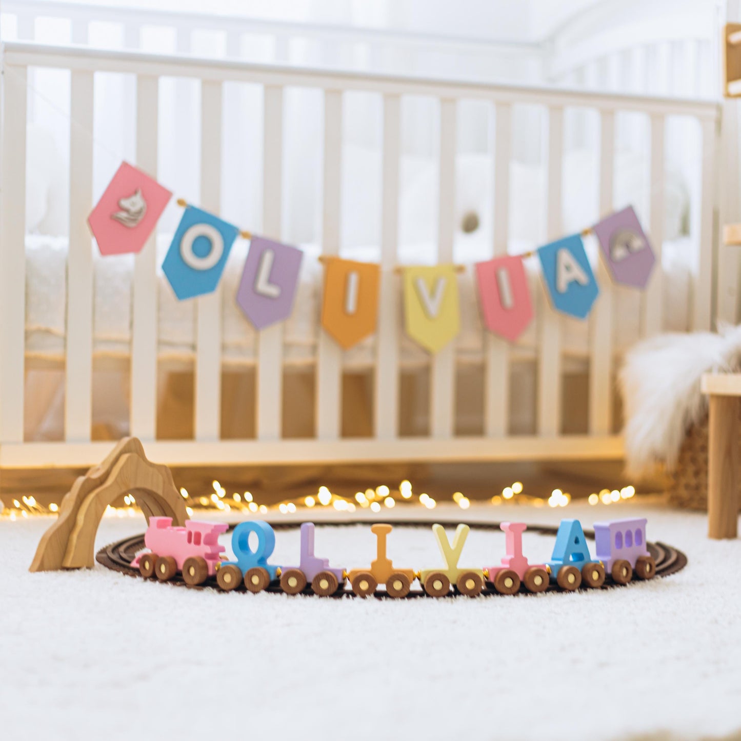 Build Your Own Train. Personalized Trains For Kids. Wooden Toys For Toddlers. Wagon Letter Train With Magnets. Engine and Caboose Included.