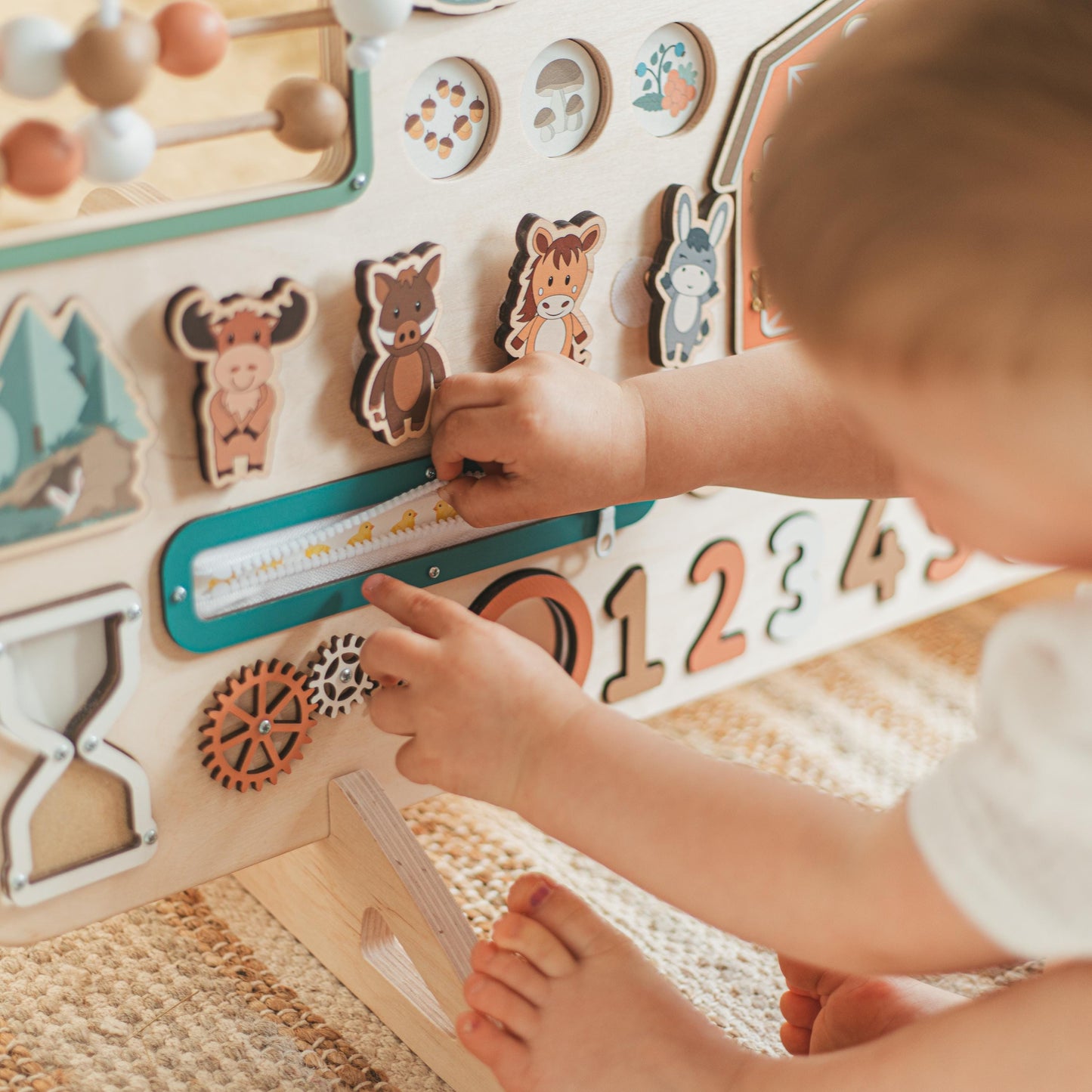 Woodland Busy Board Imaginative Play Large Montessori Board Personalized Gift For Grandson
