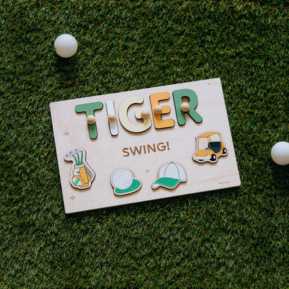 Golf Name Puzzle Hole in One Birthday Baby Boy Gift Sport Themed Puzzles For Toddlers Baptism Boy Gift Montessori Toy First Easter Gift