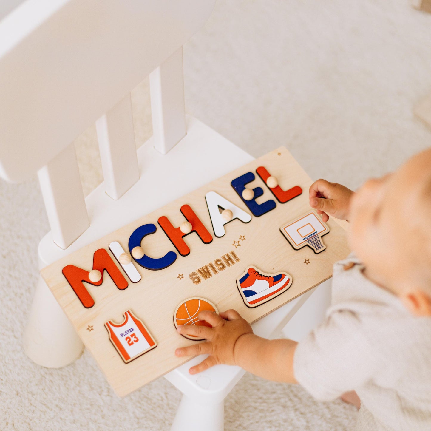 Basketball Name Puzzle Rookie of the Year Birthday Baby Boy Gift Personalized Basketball Board Montessori Toy 1 Year Old First Easter