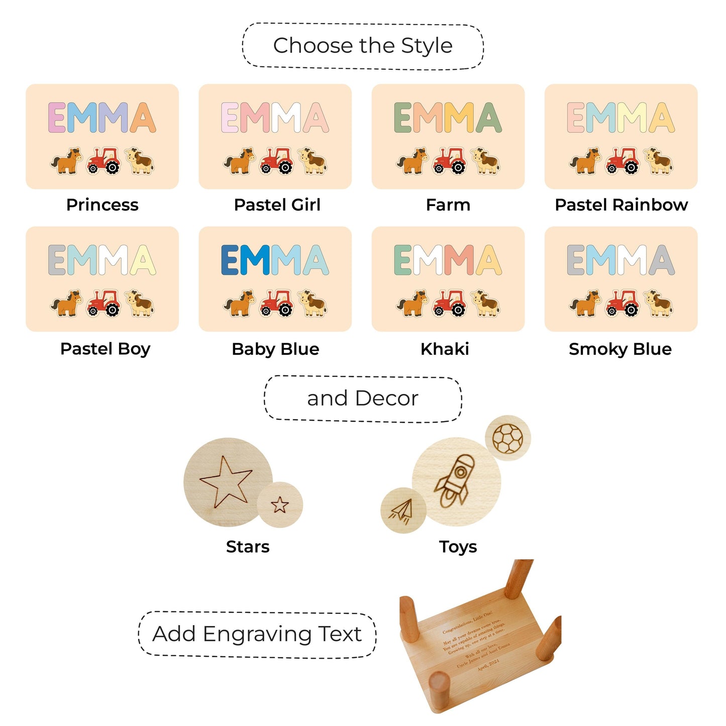 Personalized Farm Name Puzzle Step Stool Montessori Helper Kids Easter Gift
