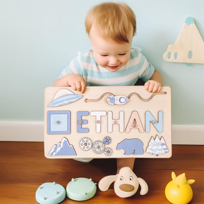 Personalized Baby Girl Name Puzzle, Custom Busy Board, Early Learning Puzzle, Baby Room Decor, Birthday Gift for Kids, Baby Christmas Gift