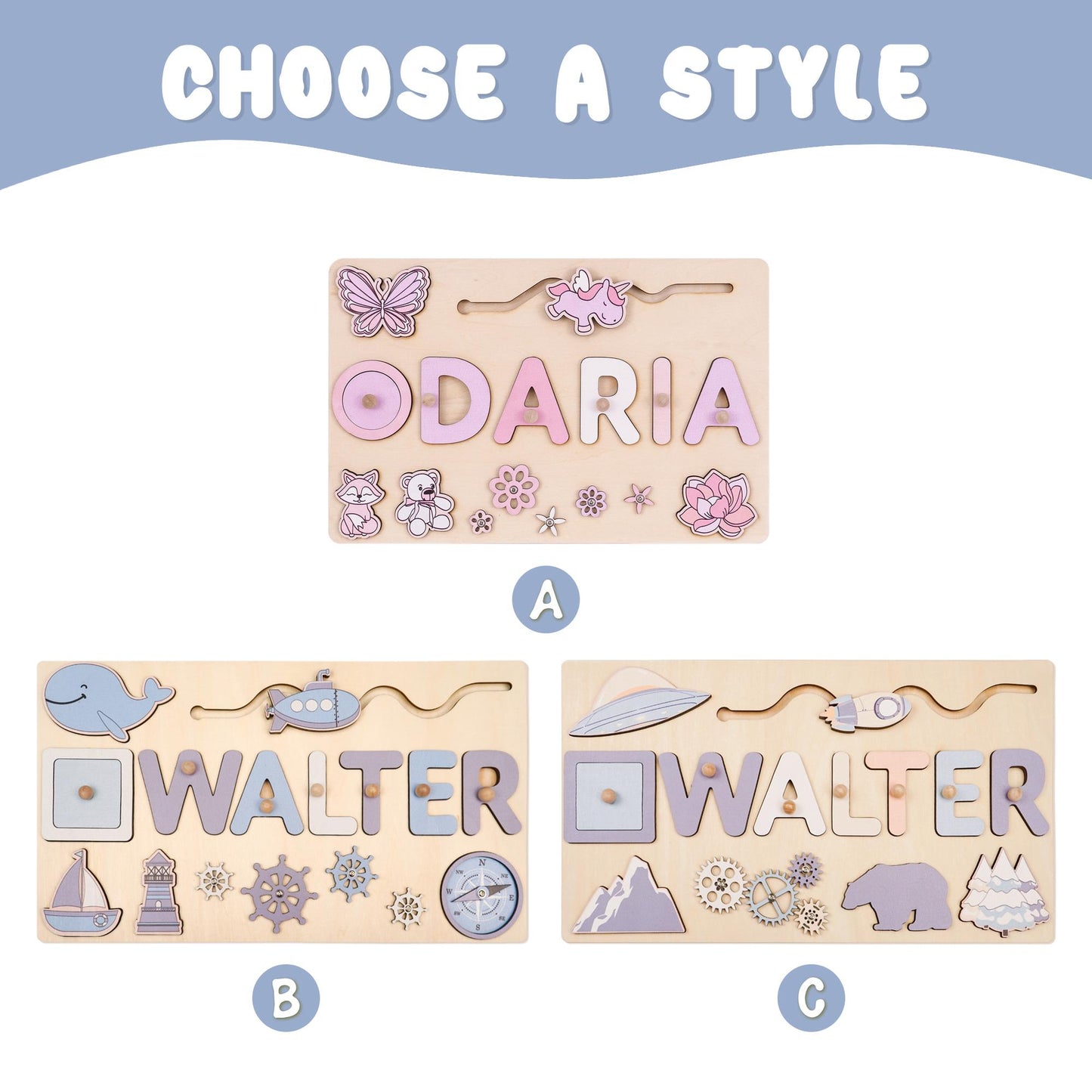 Personalized Baby Girl Name Puzzle, Custom Busy Board, Early Learning Puzzle, Baby Room Decor, Birthday Gift for Kids, Baby Christmas Gift