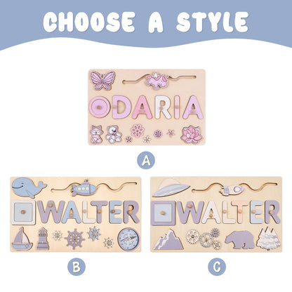 Personalized Baby Girl Name Puzzle, Custom Busy Board, Early Learning Puzzle, Baby Room Decor, Birthday Gift for Kids, Baby Christmas Gift