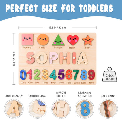 Personalized Baby Girl Name Puzzle, Custom Kids Busy Board, Early Learning Wood Puzzle, 1st Birthday Gift for Baby, Baby Toddler Gift Toy