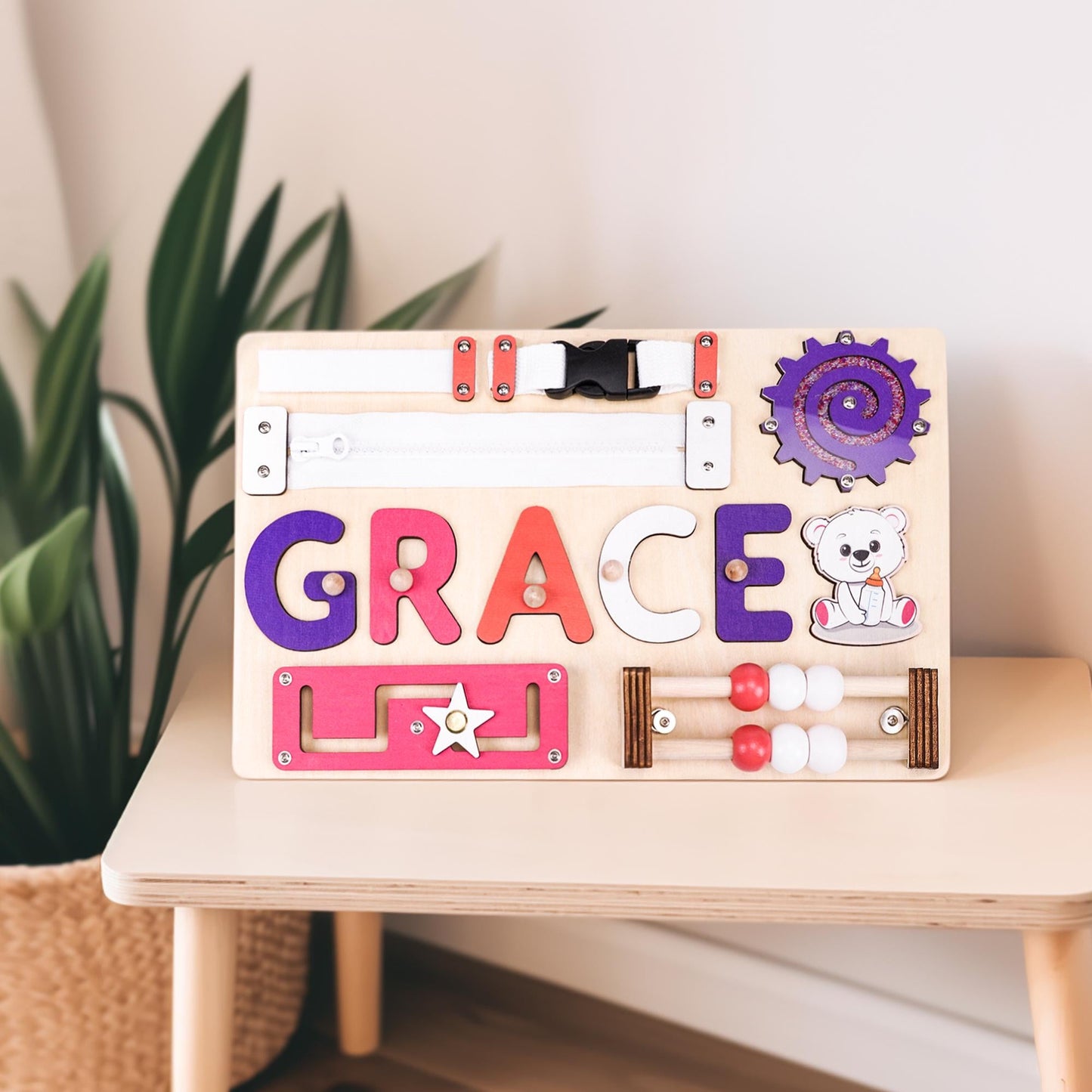Custom Baby Name Puzzle, Personalized Kids Busy Board, Early Learning Puzzle, 1st Birthday Gift, Baby Shower Gift, Christmas Gift for Kids