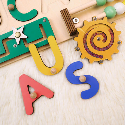 Custom Baby Name Puzzle, Personalized Kids Busy Board, Early Learning Puzzle, 1st Birthday Gift for Kids, Wooden Room Decor, Baby Girl Gift