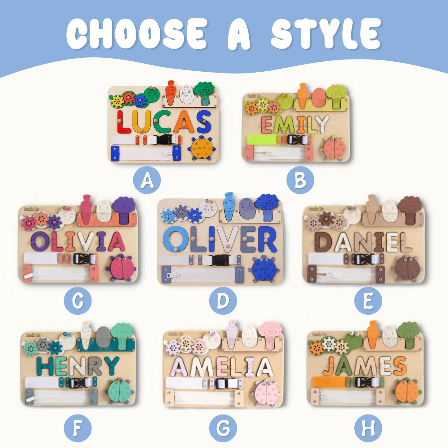 Custom Baby Name Puzzle, Personalized Kids Busy Board, Early Learning Puzzle, Baby 1st Christmas Gift, Kids Birthday Gift, Baby Shower Gift