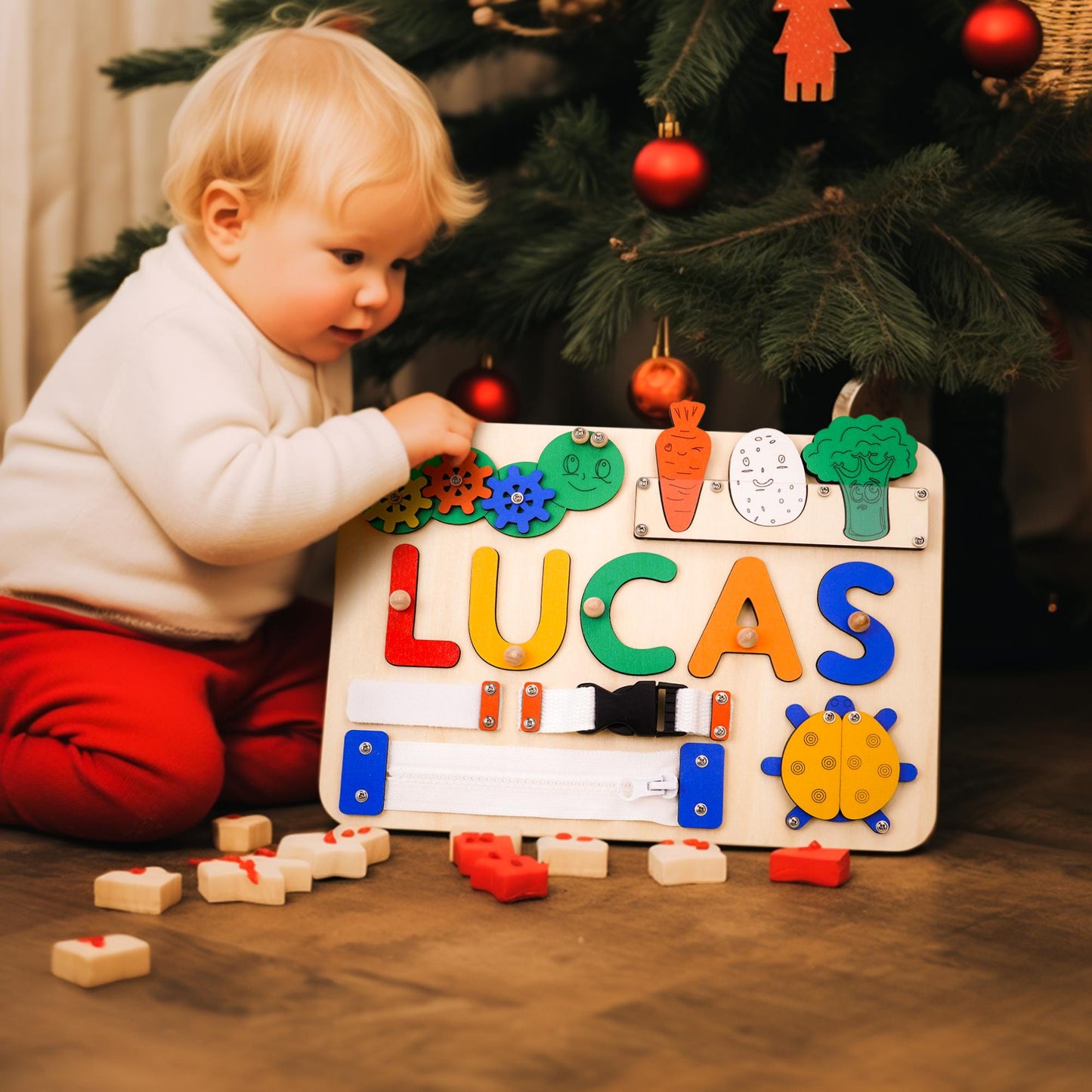 Custom Baby Name Puzzle, Personalized Kids Busy Board, Early Learning Puzzle, Baby 1st Christmas Gift, Kids Birthday Gift, Baby Shower Gift