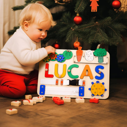 Custom Baby Name Puzzle, Personalized Kids Busy Board, Early Learning Puzzle, Baby 1st Christmas Gift, Kids Birthday Gift, Baby Shower Gift