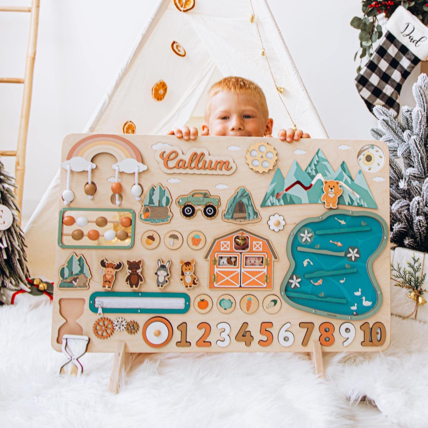 Woodland Large Busy Board by Busy Puzzle. Best Christmas Gift For Grandson.