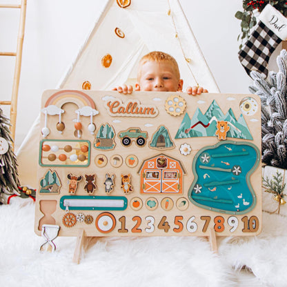 Woodland Large Busy Board by Busy Puzzle. Best Christmas Gift For Grandson.