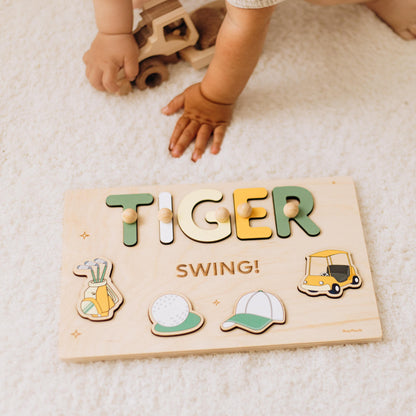 Golf Name Puzzle Hole in One Birthday Baby Boy Gift Sport Themed Puzzles For Toddlers Baptism Boy Gift Montessori Toy First Easter Gift