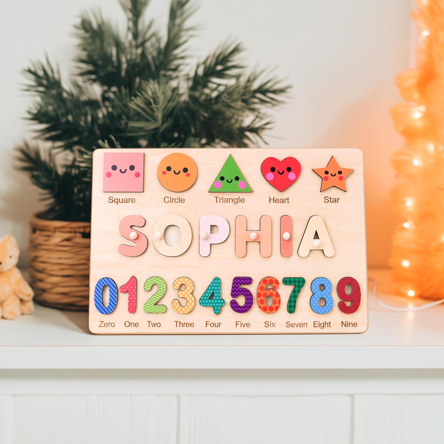 Personalized Baby Girl Name Puzzle, Custom Kids Busy Board, Early Learning Wood Puzzle, 1st Birthday Gift for Baby, Baby Toddler Gift Toy
