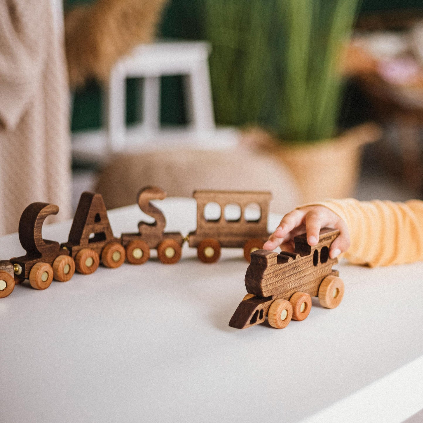 Wooden Train With Name, 1 Year Old Boy, 1st Birthday Gift, Wooden Montessori Toy For Toddlers, Baby Boy Personalized Gift, Custom Name Sign