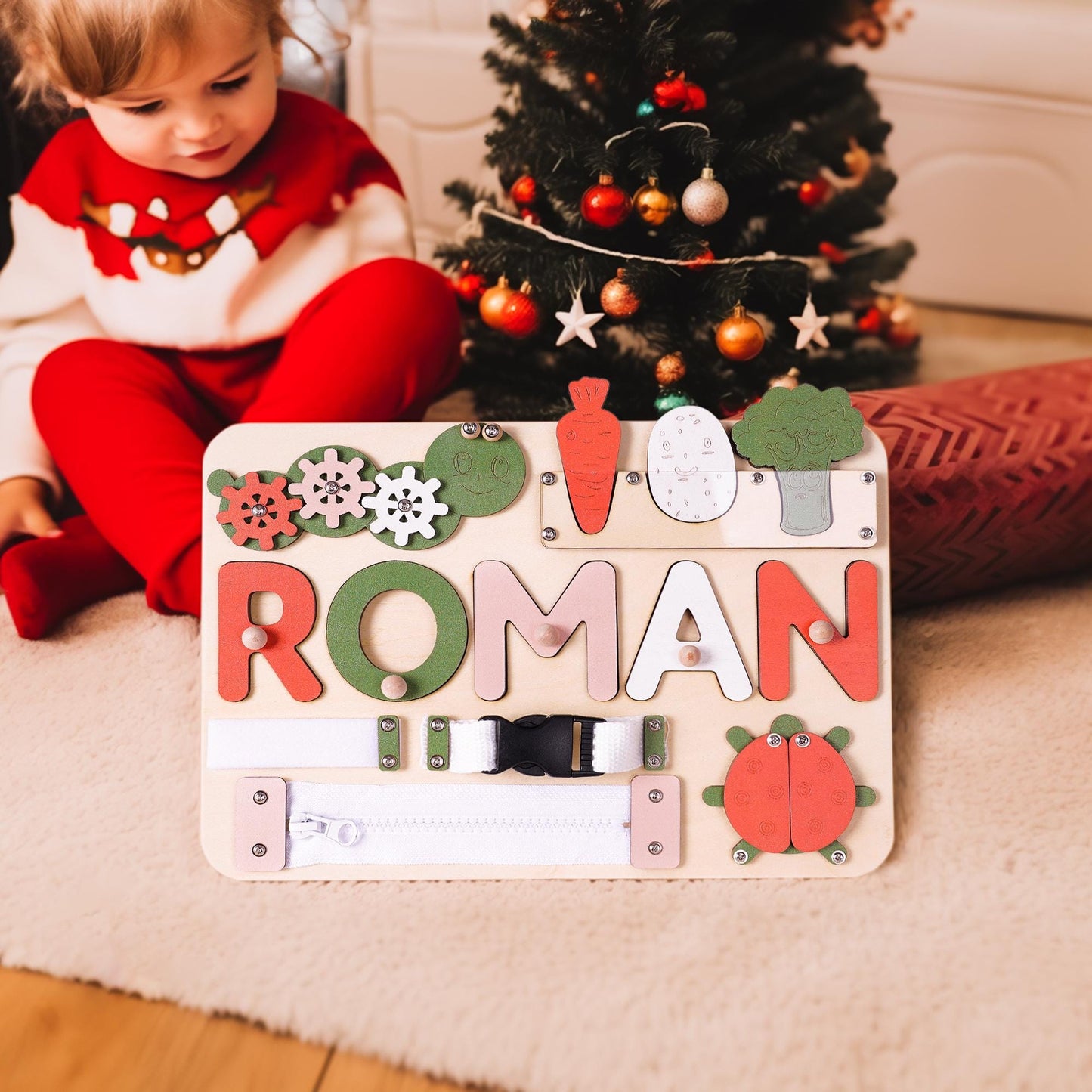Custom Baby Name Puzzle, Personalized Kids Busy Board, Early Learning Puzzle, Baby 1st Christmas Gift, Kids Birthday Gift, Baby Shower Gift