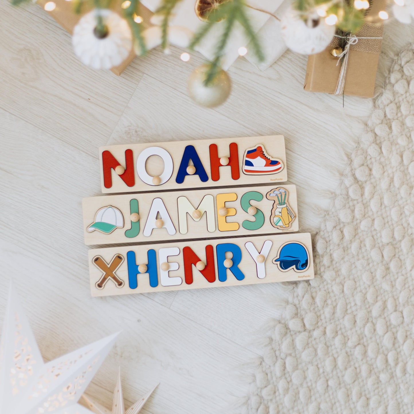 Personalized Sports Name Puzzle Boys Baby Shower Gift Ball Nursery Decor Montessori Toys Kids Easter Gift