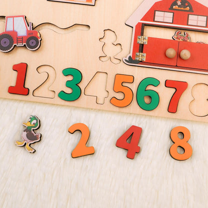 Personalized Baby Name Puzzle, Custom Kids Busy Board, Early Learning Puzzle, Baby Birthday Gift, Kids Christmas Gift, Wood Baby Farm Puzzle