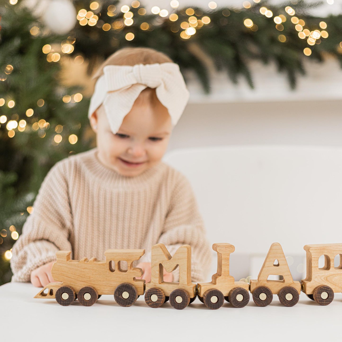 Wooden Train With Name, 1 Year Old Boy, 1st Birthday Gift, Wooden Montessori Toy For Toddlers, Baby Boy Personalized Gift, Custom Name Sign