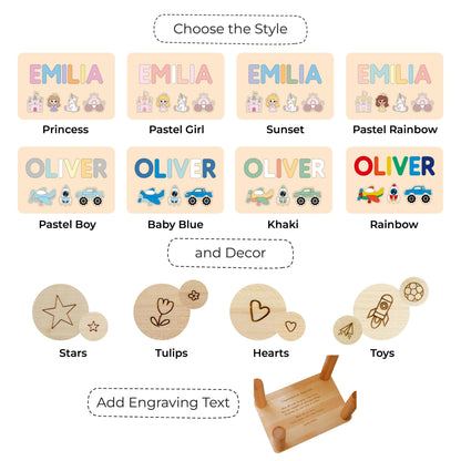 Children's Personalized Step Stool with Puzzle Piece Design Name Bench Kids Stool Baby Shower Gift 1st Birthday Engraved Birthday Present