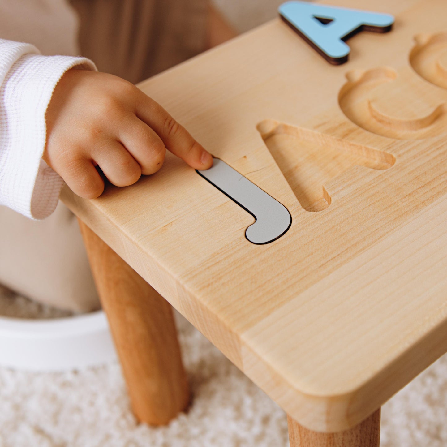 Wooden Montessori Name Puzzle Stool - Custom Birthday & Christmas Gift For Kids