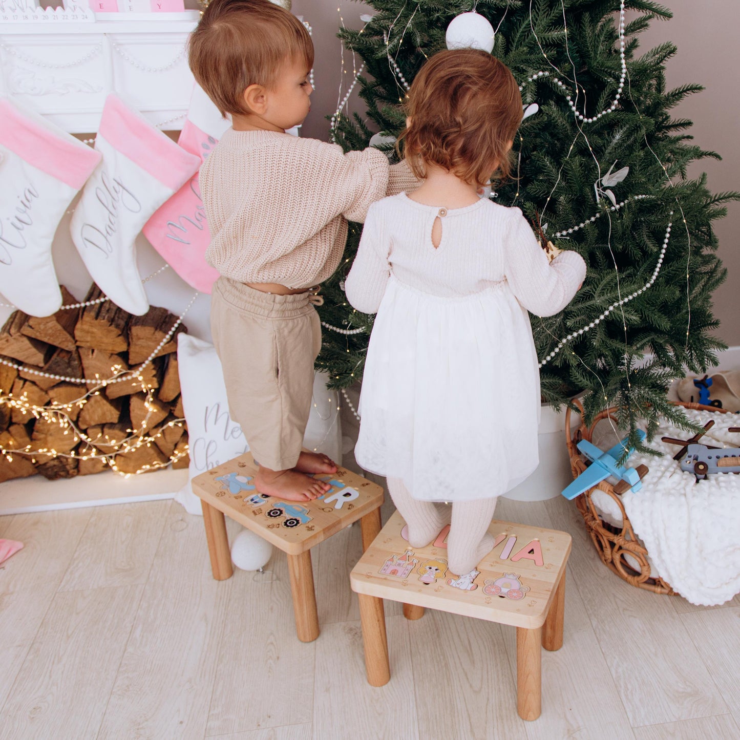 Wooden Name Puzzle Stool Toddler Step Stool 1 2 3 Years Old Custom Gifts For Kids Baptism Boy Gift 1st Birthday Gift Eco Friendly Toys