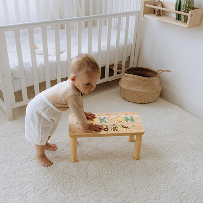 Personalized Farm Name Puzzle Step Stool Montessori Helper Kids Easter Gift